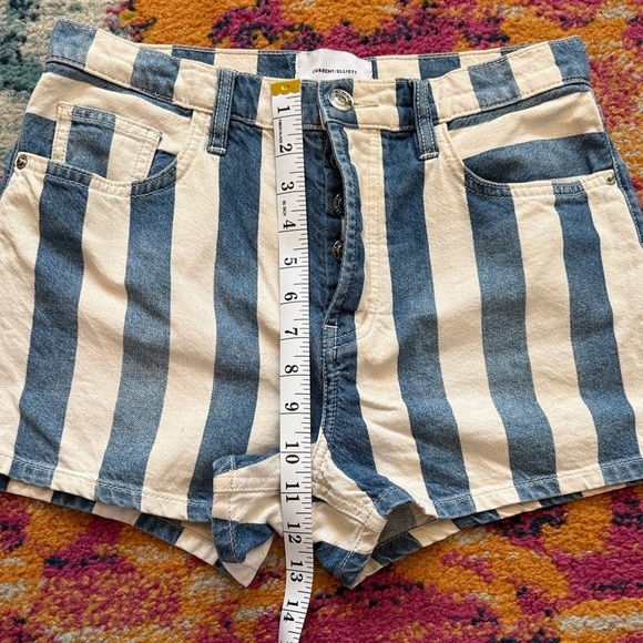 Current/Elliott Blue and White Striped Jean Shorts - Picture 6 of 9